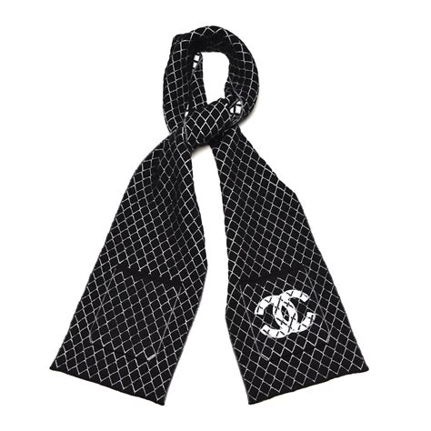 black chanel cashmere scarf|authentic Chanel scarf.